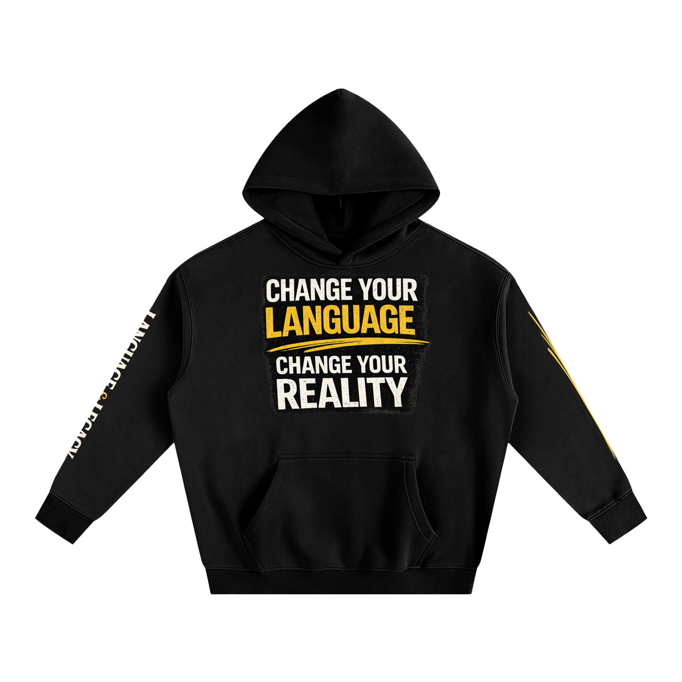 Change Your Language Oversized Fleece Hoodie – Motivational Graphic Streetwear Hoodie