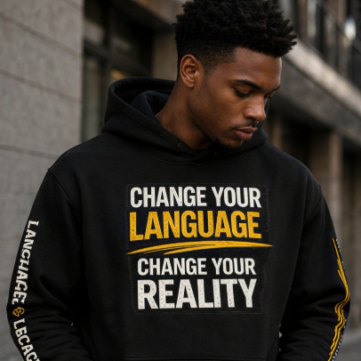 Change Your Language Oversized Fleece Hoodie – Motivational Graphic Streetwear Hoodie