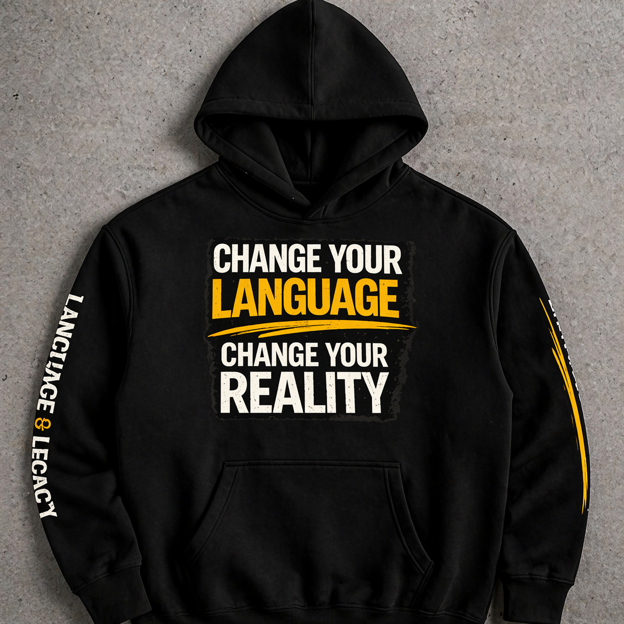 Change Your Language Oversized Fleece Hoodie – Motivational Graphic Streetwear Hoodie